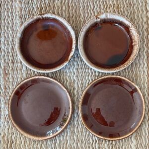 Set of Four Mccoy Antique Brown Ceramic Salad/Dessert Plates